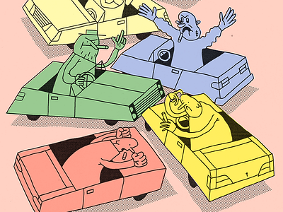 HEAVY TRAFFIC LOW MORALITY angry argue bad car city cross jam language mad people roads traffic