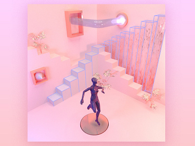 Just Dance 3d abstract color material matte object render simple