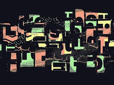 Disjointed collage colors misprint texture type typography