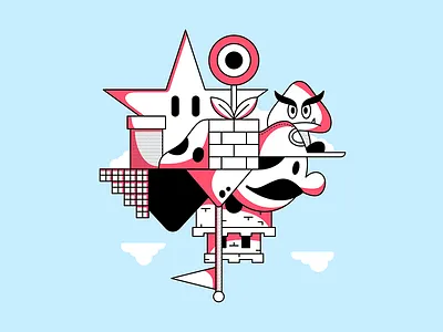 41/52 – Super Mario Bros castle dangerdom design dominic flask fun goomba illustration mario minimal nes nintendo vector