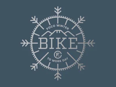 Bike to Work Day –Option 2 badge bike colorado illustration logo mountains navy silver snow snowflake tire