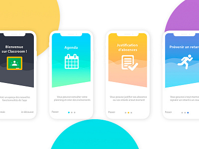 Onboarding Classroom app classroom colorful iphonex onboarding prototyping ui