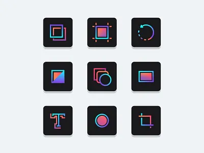 Colorful Adobe Tools 2d adobe gradient graphic icon icons layers line pen stroke tool