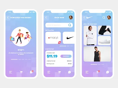 Ecommerce Cash Back app design application flat interface ui ux