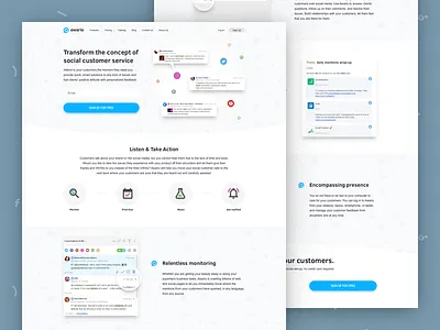 Awario Landing Page design facebook instagram landing media on page page site social twitter web website
