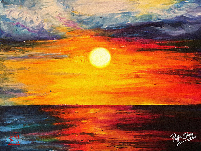 蜡笔手绘之夕阳