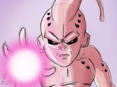 Kid Buu Sketch buu digital art digital colorization digital illustration dragon ball dragon ball super drawn goku majin buu sketch tablet vegeta