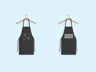 Cloud Ninth WIP Apron Mockups apron mockup branding cloud 9th cloud ninth ice cream shop logo design logo mockup mikezswim