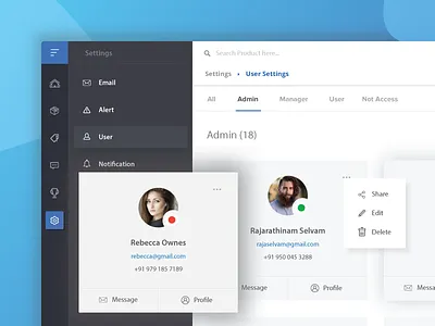 User Settings dashboard profile setting user