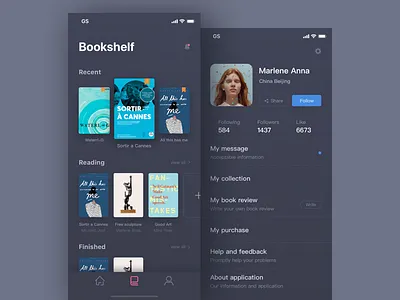 Daily exercise 9/100 days-Read app design black bookshelf card hot iphonex like popular read share