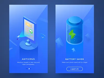 Onboarding antivirus battery saver illustrator iphone x onboarding