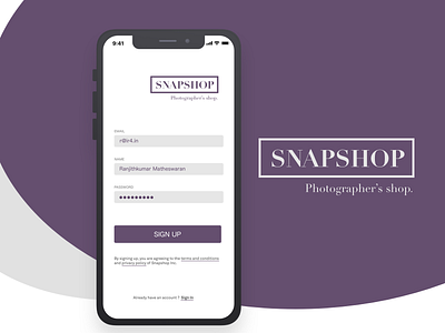 Signup Page Mobile - #001 dailyui design mobile signup snapshot ui ux