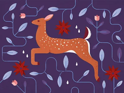 Christmas feelings christmas deer fawn flowers illustration merry christmas nature winter
