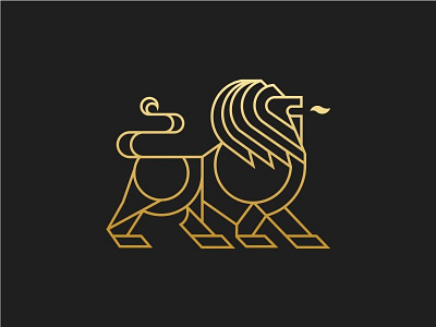 Lion art gold icon line lion luxurious monoline