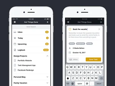 Get Things Done App app concept ios iphone list mobile productivity reminders tasks todo