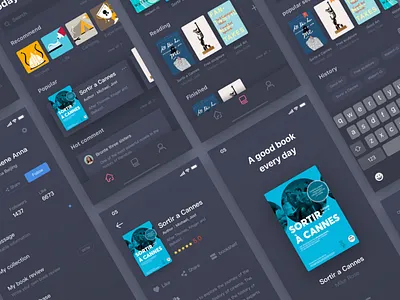 Daily exercise 10/100 days-Read app design black bookshelf card hot iphonex like popular read share