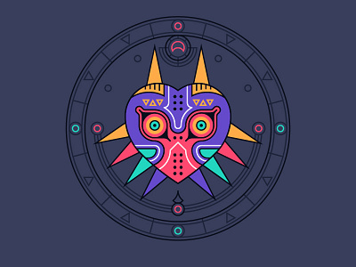 You've met with a terrible fate. geometry illustration lines majora majoras mask mask minimal outline skull kid time vector zelda