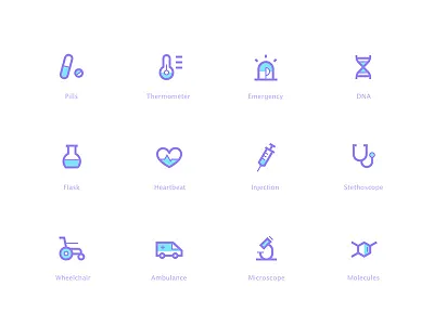 Medical Icon Set icon medical stroke tones two