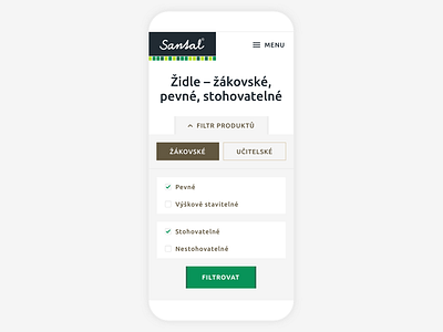 Santal – Mobile Product Filter czech furniture mobile product filter responsive santal school