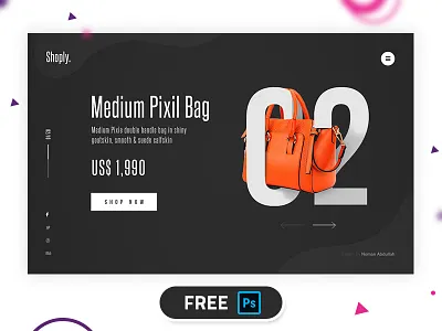 Shoply clean ecommerce flat free freebie header landing page minimal shop ui ux website