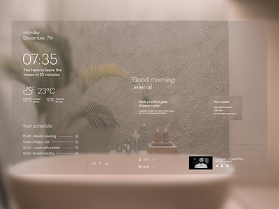 Smart Mirror — UI Weekly Challenges-Season 02 / W [6/10] challenge design interactive mirror morning schedule smart ui ux weather