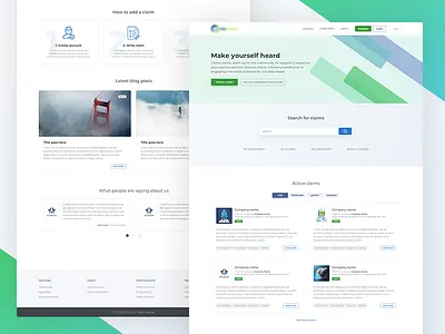 Platform for creating claims design homepage landing page ui user interface ux web design website