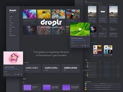 Droplr UI Style Guide (dark version) dark dark mode dark side dashboard droplr style guide ui user interface