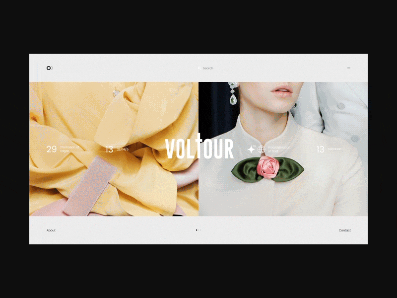 Voltour animation black fashion gradient interaction minimalistic ui ux white