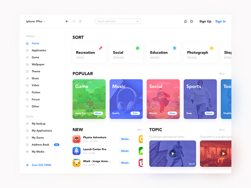 Example of App Store Dashboard