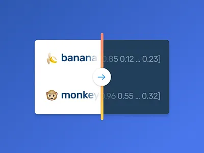 Monkeylearn - Word Embeddings art blue brand color design emoji gradient illustration monkey post simple