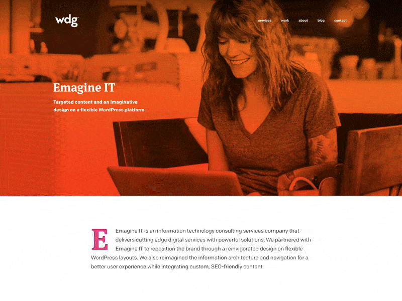 Emagine IT Case Study agency big typography case study information technology it large type presentation project view team web design work display