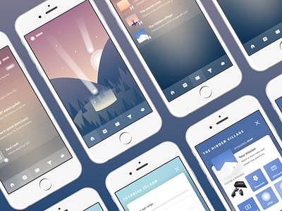 Idle Gamification Commerce Concept ad adventure app commerce coupon discount game idle landscape product shop