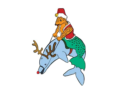 Holiday Mermaidillo armadillo holiday illustration mermaid