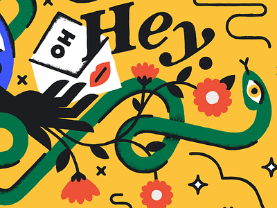 Contact from the other side floral graphic illustration letter lettering snake spooky texture