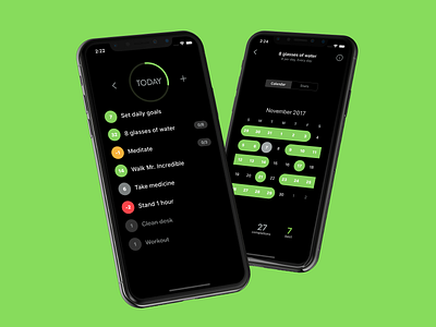 Habit List Dark Mode app dark mode habit list interface ios ios 11 iphone x list to do todo ui ux