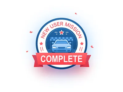 Badge-New User Mission Complete app badge car illustration ui