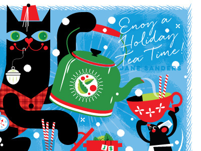 Cat , Tea and Mouse candy cane cat festive holiday hot drink mouse teatime