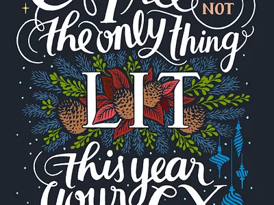 Xmas Card Lettering christmas decoration hand lettering illustration lettering lit pine cone xmas
