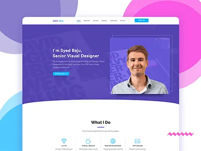 Personal Portfolio Concept 2017 creative landing page minimal oval personal pink portfolio trends ux violet web design
