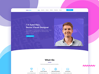 Personal Portfolio Concept 2017 creative landing page minimal oval personal pink portfolio trends ux violet web design