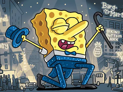 The New Yorker - Spongebob on Broadway illustration spongebob