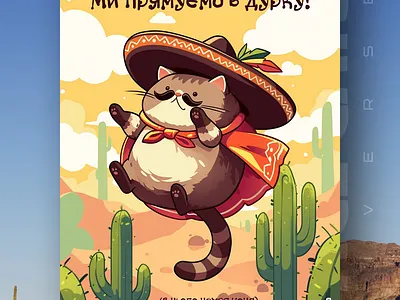 (в нього немає коня) ai branding cat daliy design illustration poster print