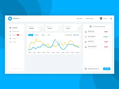 Expense Tracker - Web App Concept Design app clean dashboard expense minimal tracker transactions web