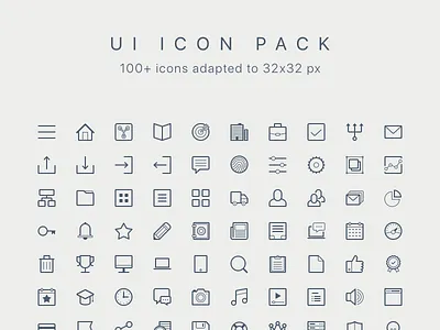 UI Icon Pack (100+, 32 px) admin dashboard filter icons menu mobile settings side menu ui