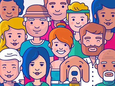 Character Set - illustration character child children dog family father friends illustration lady man teen