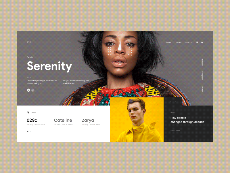 W-2/03 Events colour events fashion interaction minimalistic page ui web