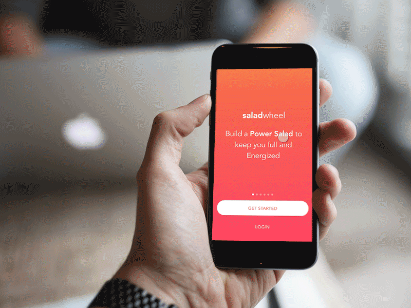 Onboarding screens Salad Wheel animation food app ios onboarding salad saladwheel ui ux