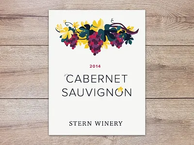Wine Label clean design grapes illustration nature print typography wine