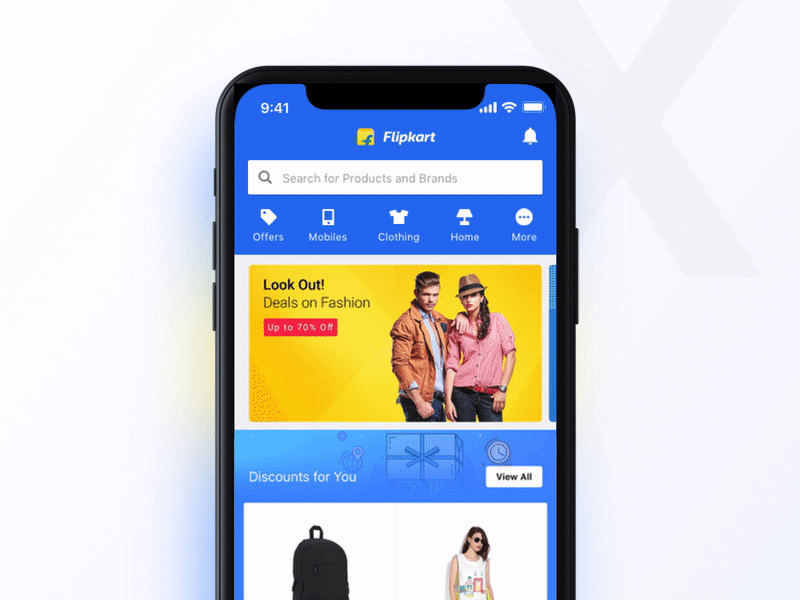 iPhone X Optimization animation ecommerce flipkart interaction iphone x microinteraction mockup optimized principle sticky bar transition ui