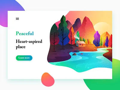 Scenery Illustration branding adventure colour flat flowers icon forest gradient sea illustration landscape mountain house scenery tree theme ui weather lake web ux